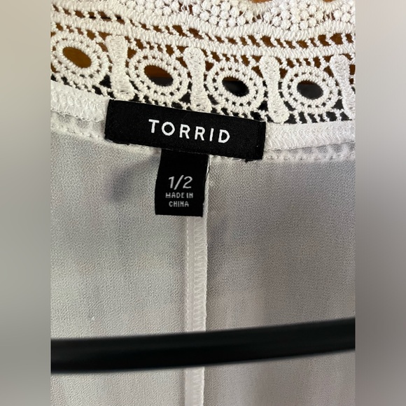 Torrid white sheer crocheted fringe kimono swim coverup boho shawl L-XXL - Picture 4 of 4